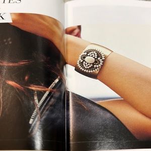 Gold plated cuff bracelet w stones- Stella and Dot